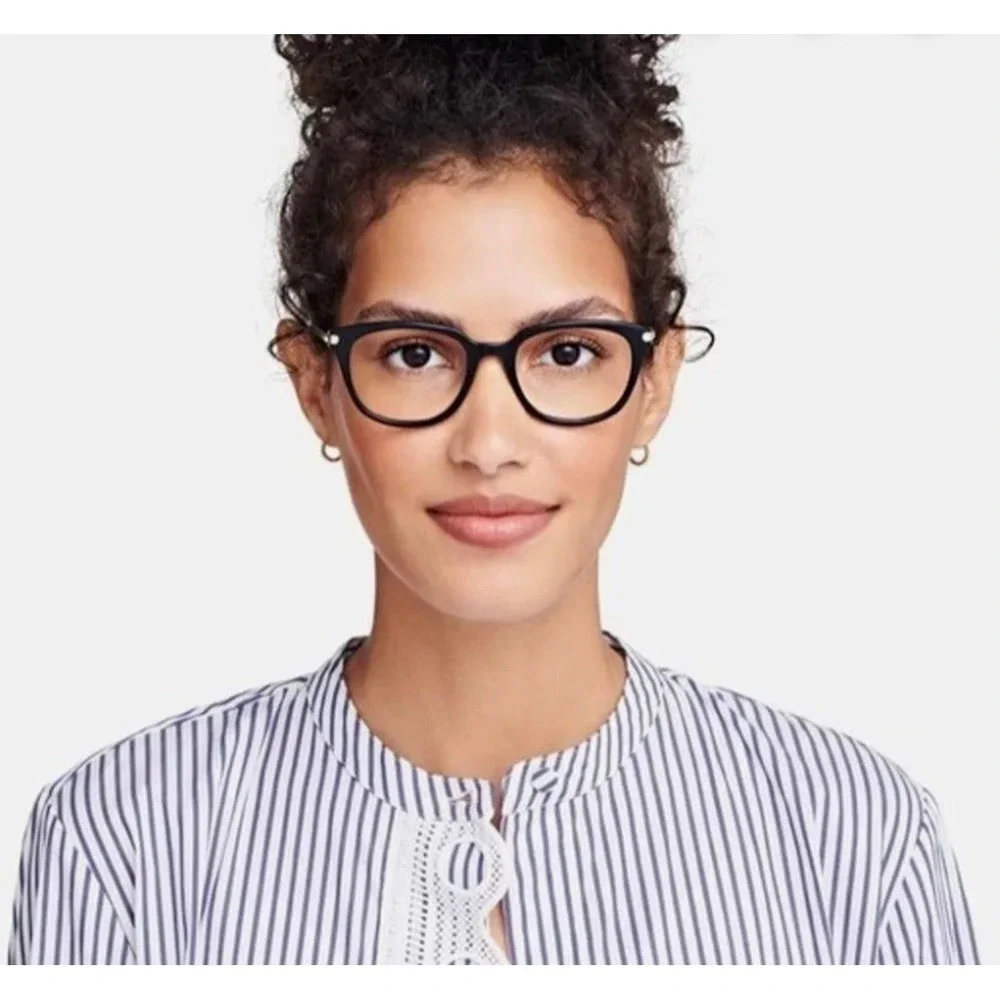 Warby Parker Maeve 7100 Black Square Eyeglasses Gold Accents Italy 51-19-135